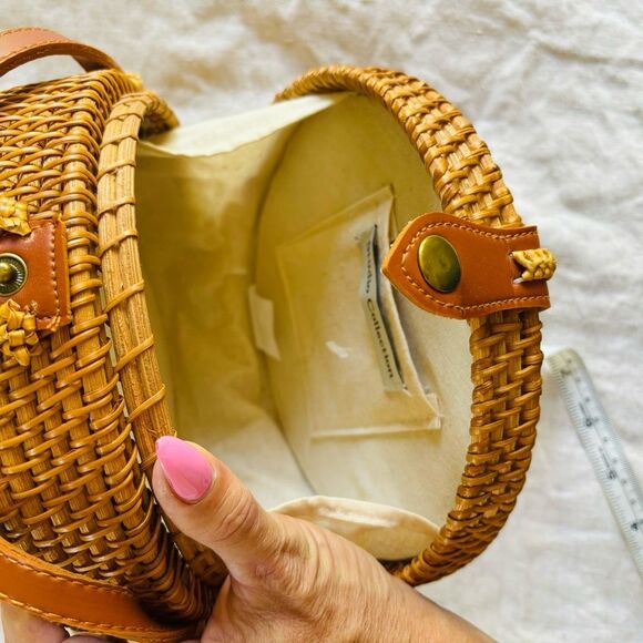 Studio Collection | Rattan Circular crossbody bag Bohemianfaux leather 100% cott - Picture 12 of 12